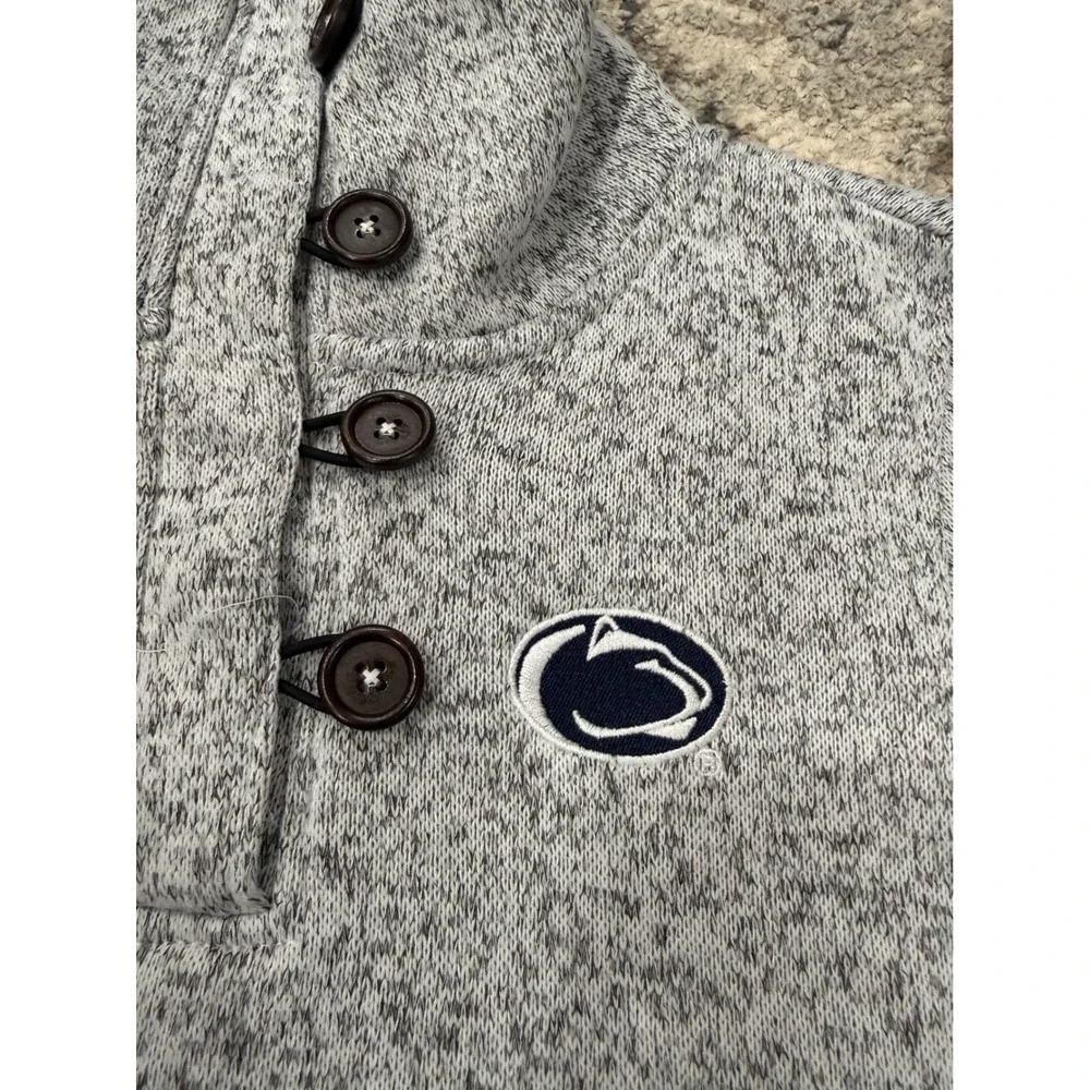 Champion Elite Penn State Nittany Lions Gray‎ Sweater Fleece Button Pullover S